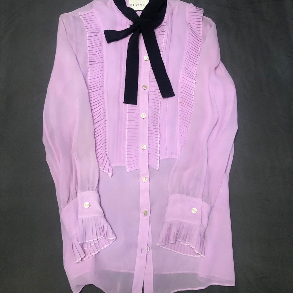 Gucci Button Down Tie Blouse